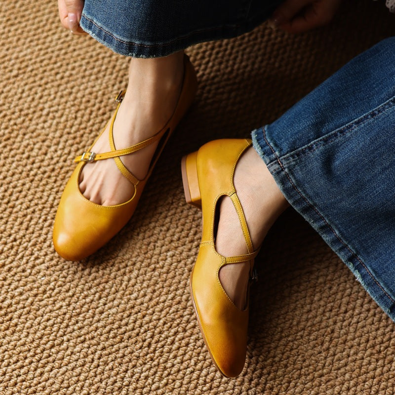 Orlisse Mary-Jane Leather Flats