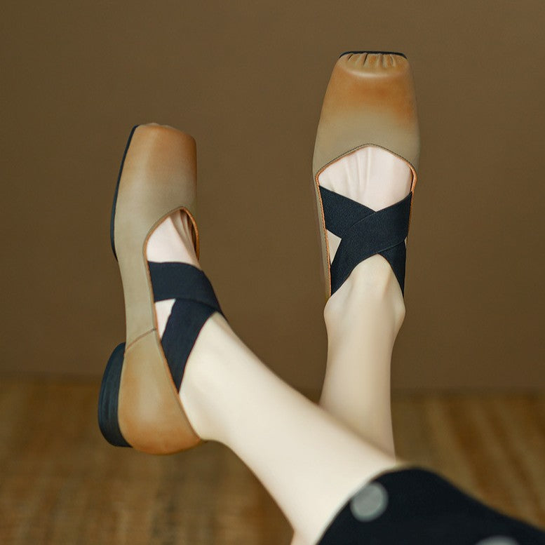 Calira Square Toe Leather Ballets
