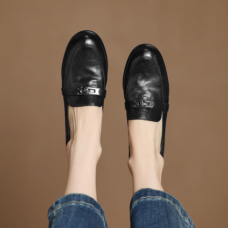Corren Lock Accent Leather Loafers