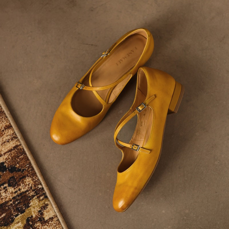 Orlisse Mary-Jane Leather Flats