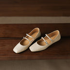 Aurelle Dual Strap Leather Mary-Janes