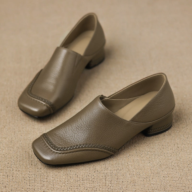 Marquette Square-Toe Leather Slip-On