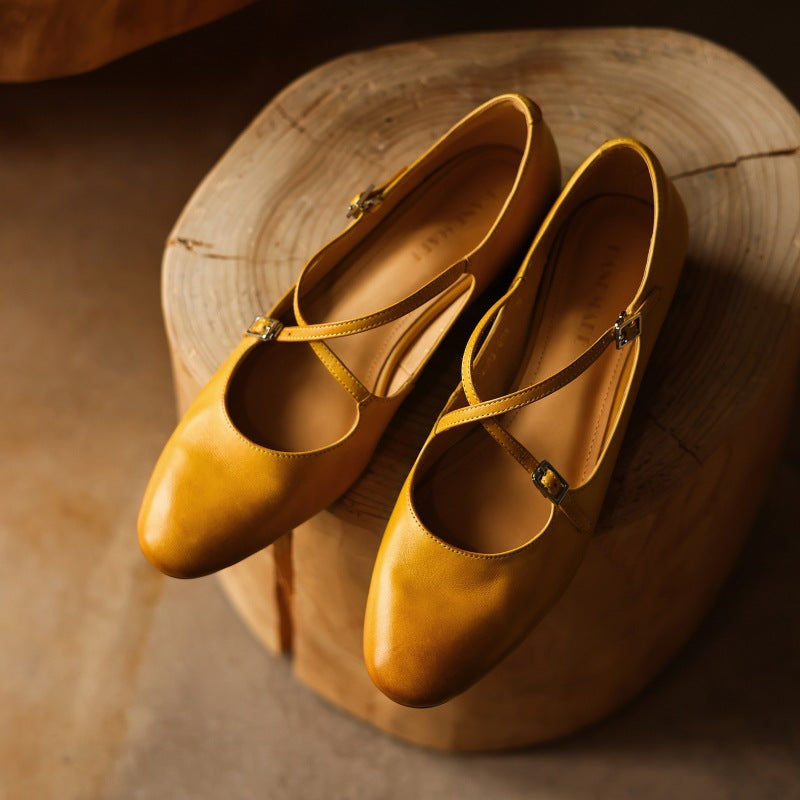 Orlisse Mary-Jane Leather Flats