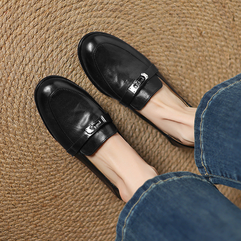Corren Lock Accent Leather Loafers