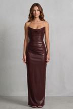 Sculpted Faux Leather Maxi Dress