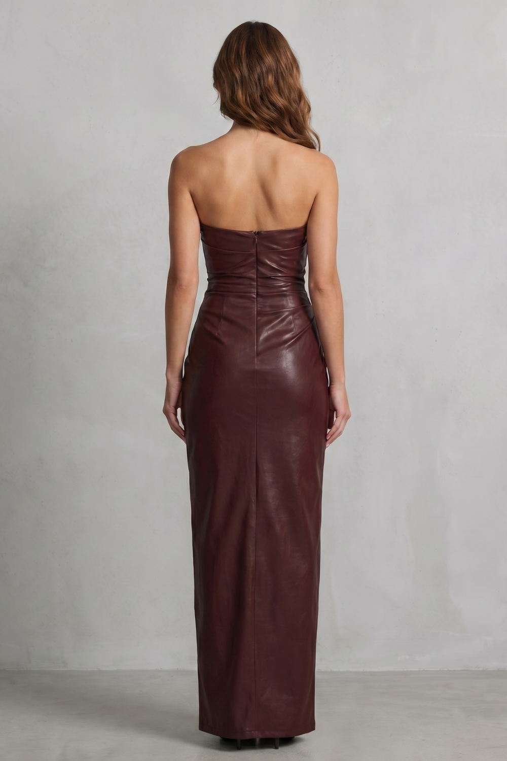Sculpted Faux Leather Maxi Dress