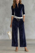 Luxe velour track co-ord with zip-up top & wide-leg pants