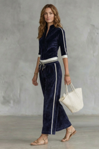 Luxe velour track co-ord with zip-up top & wide-leg pants