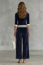 Luxe velour track co-ord with zip-up top & wide-leg pants