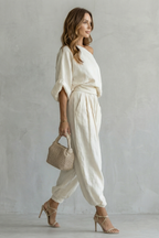 Relaxed Off Shoulder Elegance Two Piece Set