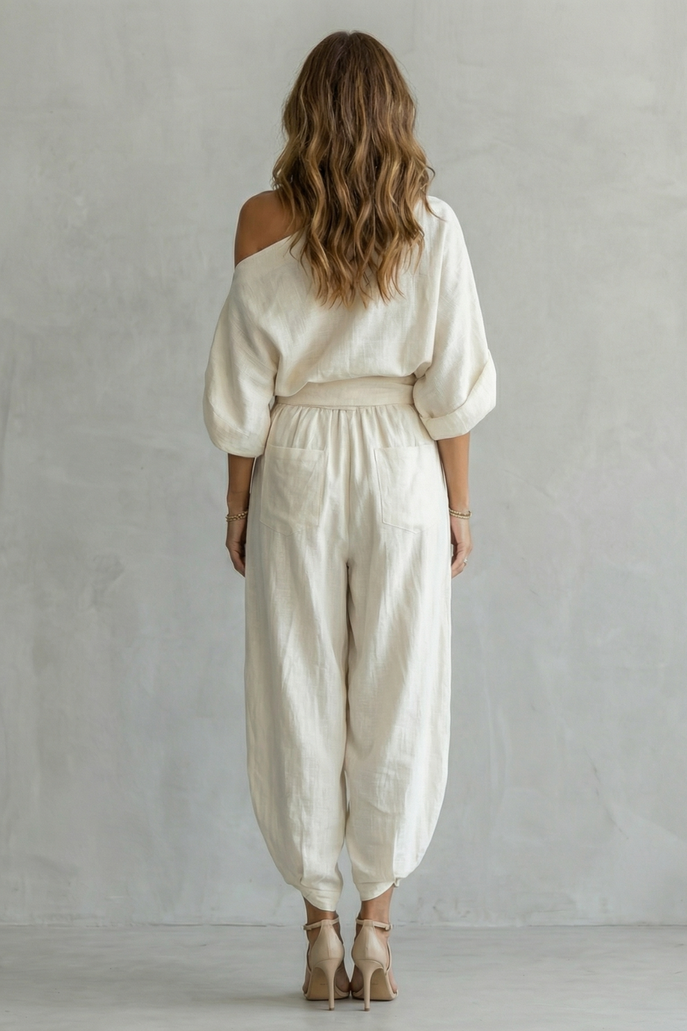 Relaxed Off Shoulder Elegance Two Piece Set