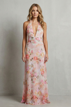 Deep V Floral Elegance Maxi Dress