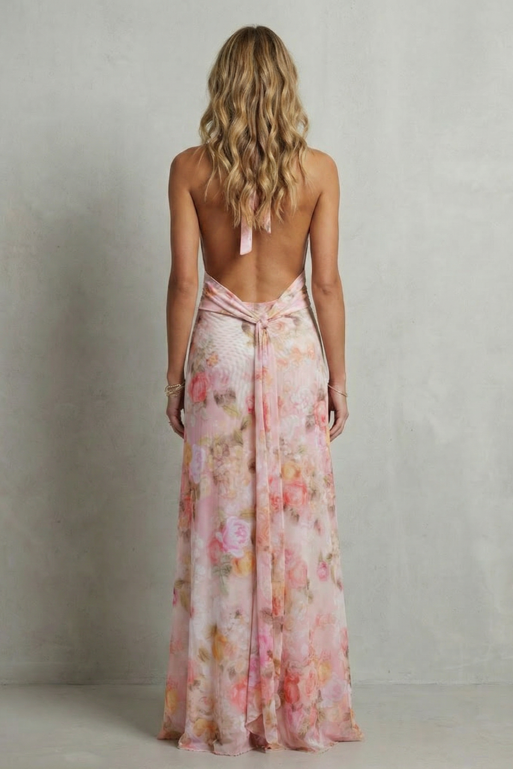 Deep V Floral Elegance Maxi Dress