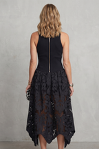 Lace Contrast Elegance Midi Dress