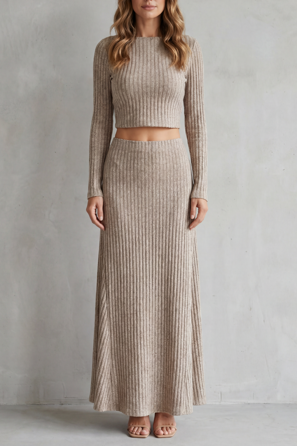 Ribbed Knit Elegance Two-Piece Lounge Set
