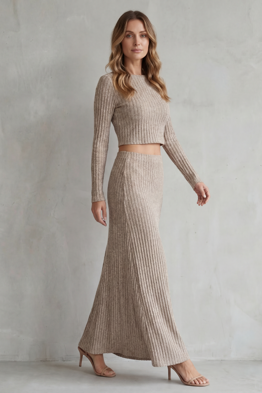 Ribbed Knit Elegance Two-Piece Lounge Set