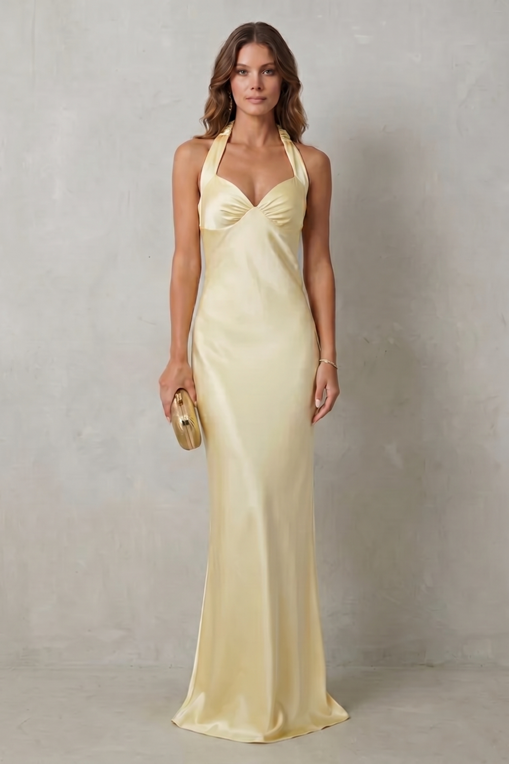 Golden Hour Elegance Off-shoulder Satin Evening Gown