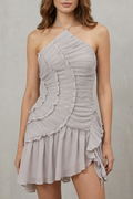 Asymmetric Ruffle Elegance Mini Dress