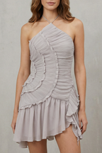 Asymmetric Ruffle Elegance Mini Dress
