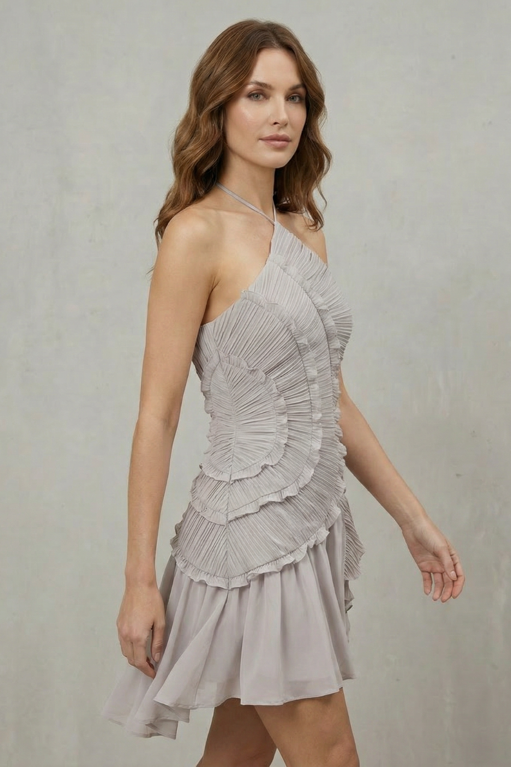 Asymmetric Ruffle Elegance Mini Dress