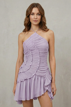 Asymmetric Ruffle Elegance Mini Dress