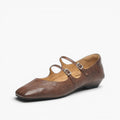 Aurelle Dual Strap Leather Mary-Janes