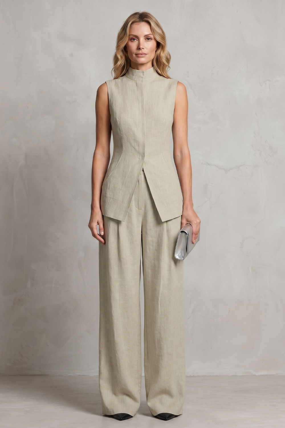 Draped Tailored Elegance Trouser Set