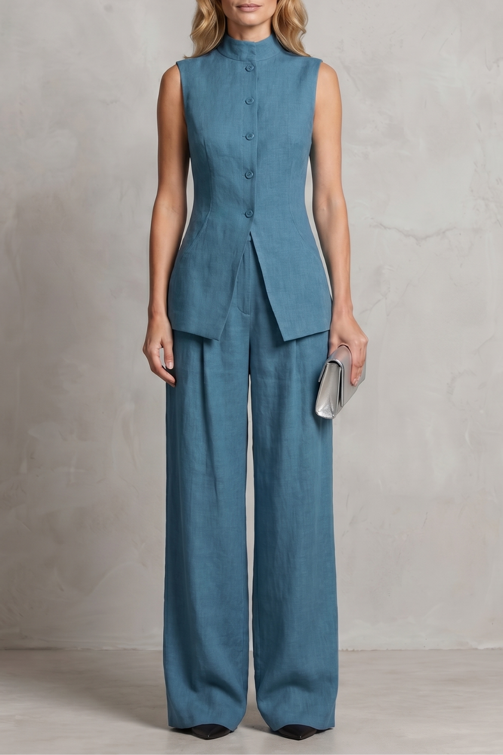 Draped Tailored Elegance Trouser Set