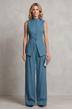 Draped Tailored Elegance Trouser Set