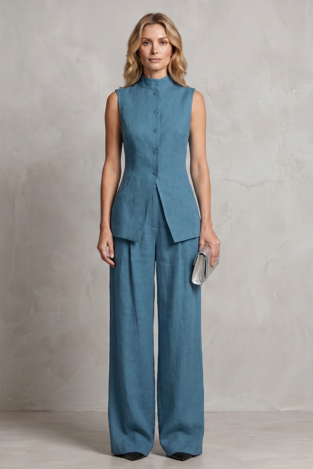 Draped Tailored Elegance Trouser Set