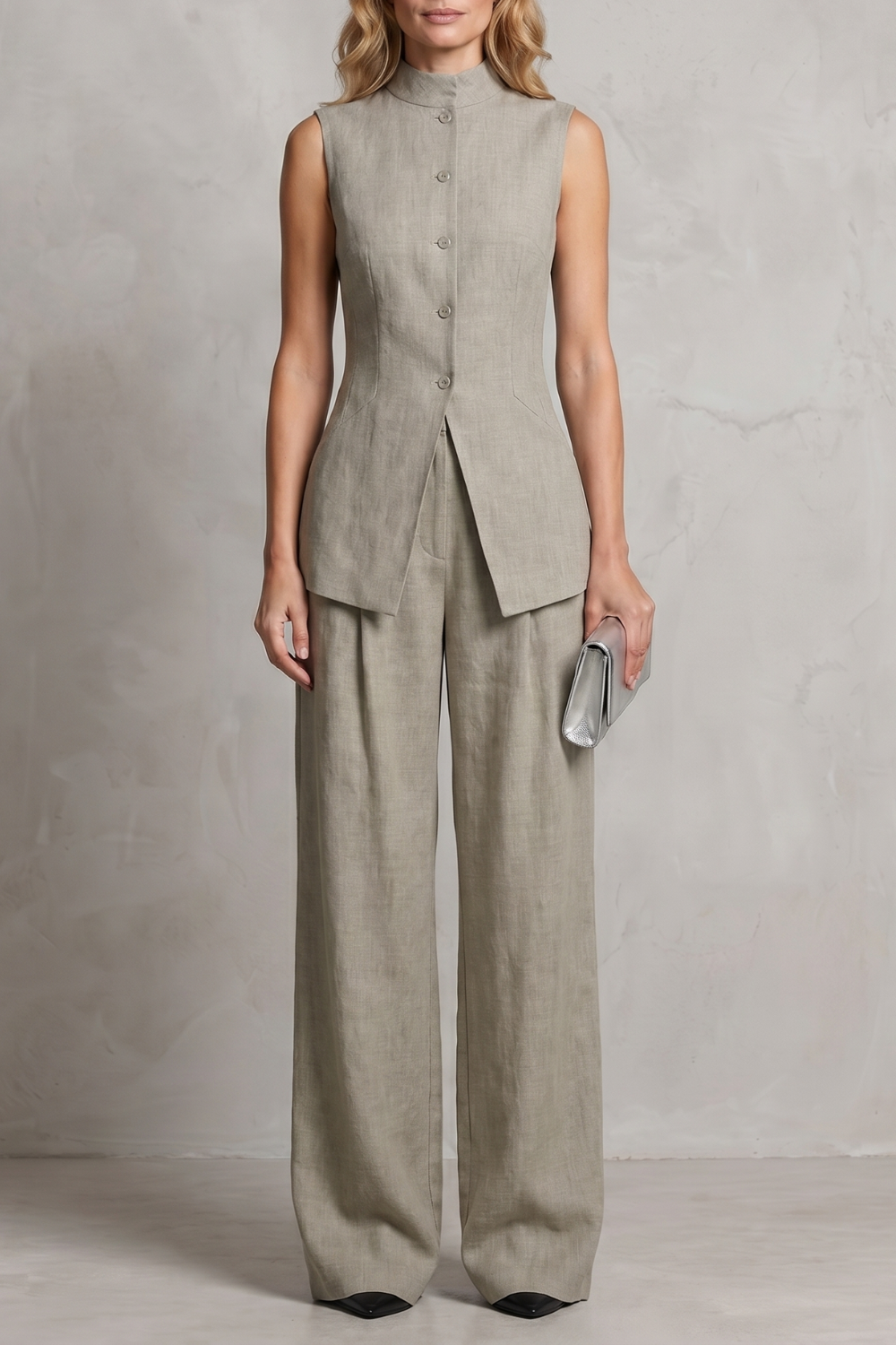 Draped Tailored Elegance Trouser Set