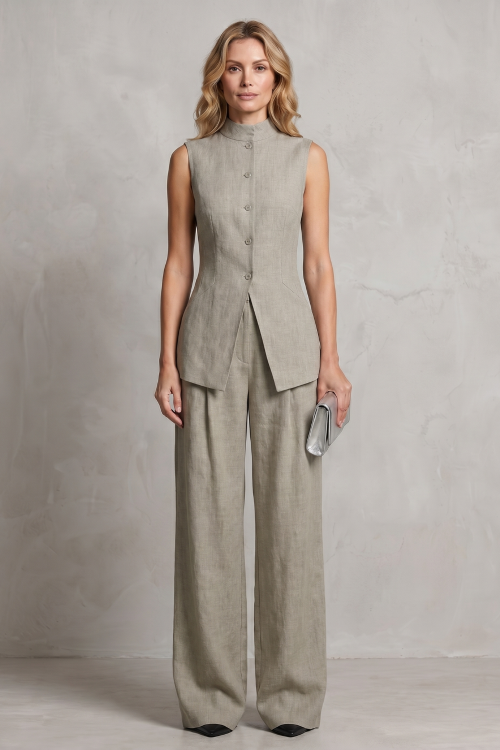 Draped Tailored Elegance Trouser Set