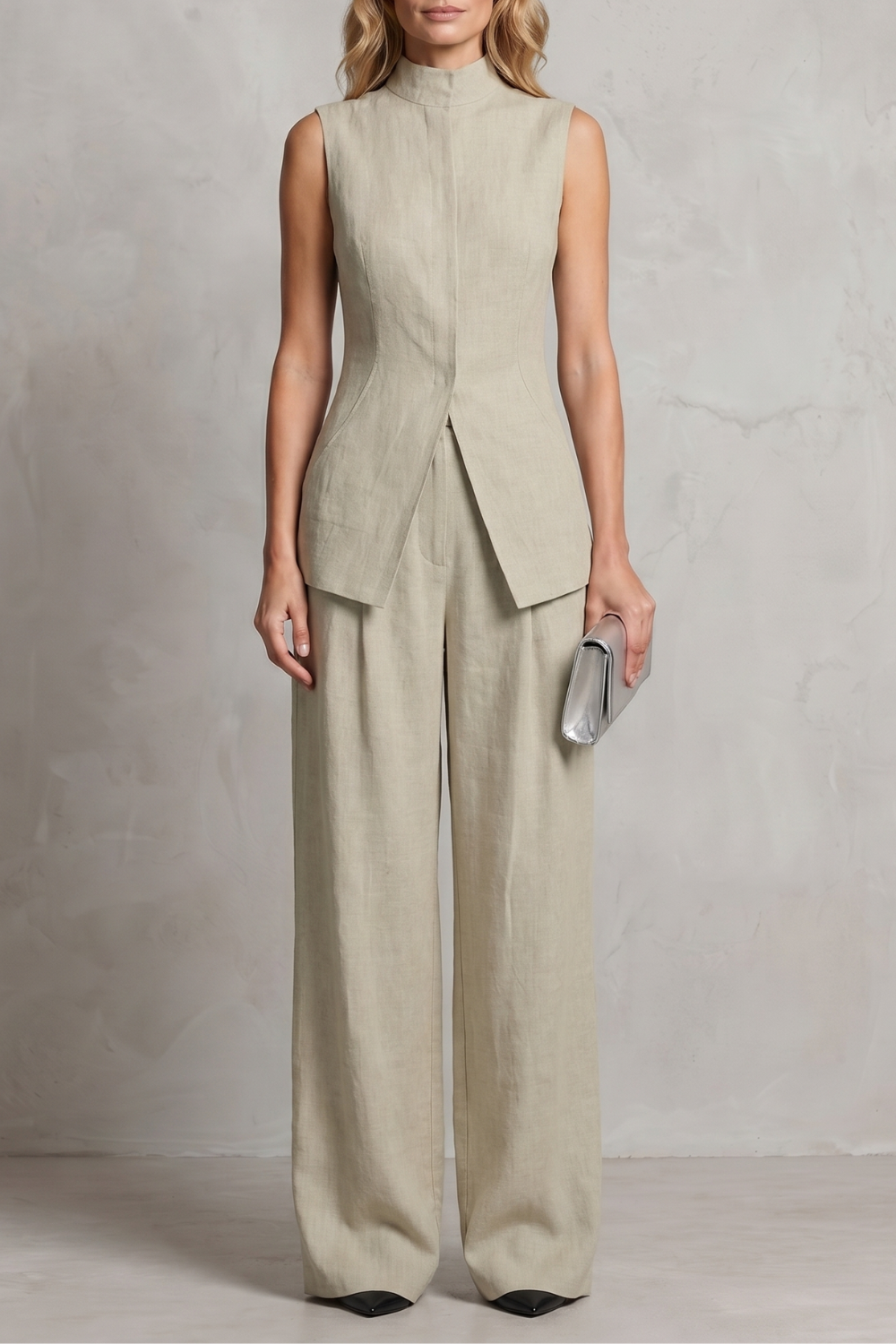 Draped Tailored Elegance Trouser Set