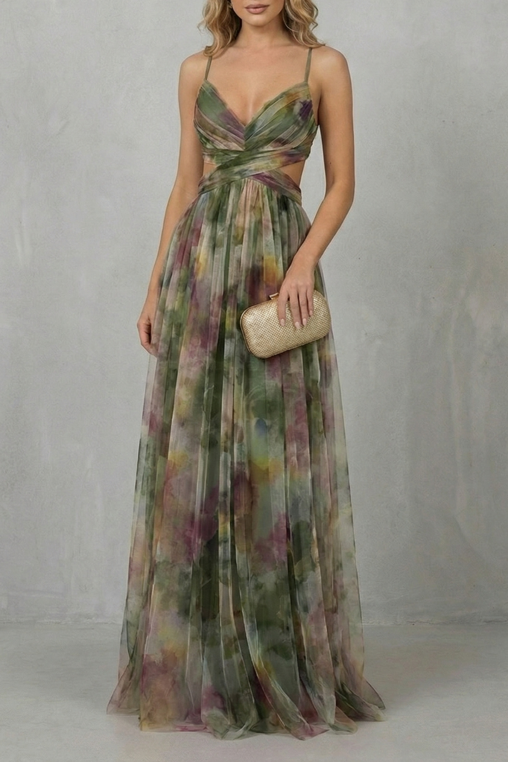 Watercolour Romance Sleeveless Maxi Dress