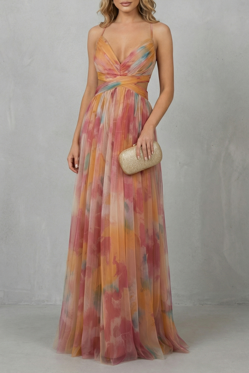 Watercolour Romance Sleeveless Maxi Dress
