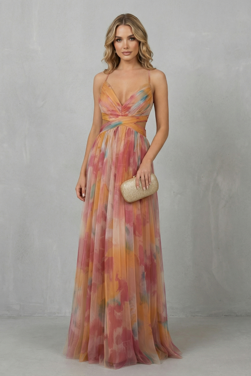 Watercolour Romance Sleeveless Maxi Dress