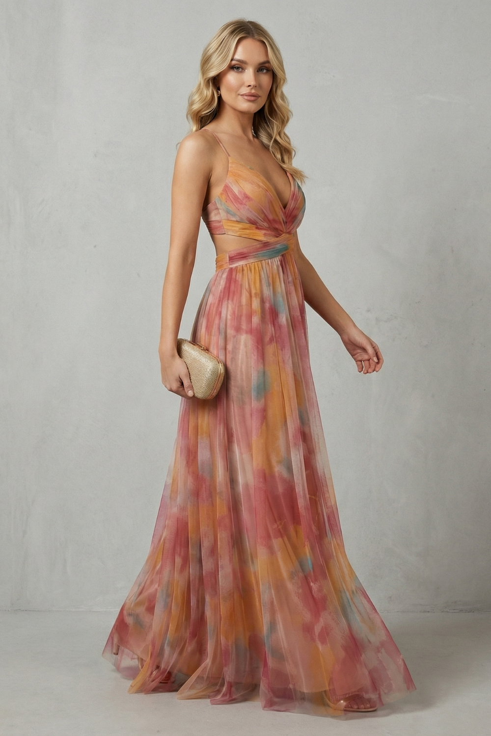 Watercolour Romance Sleeveless Maxi Dress