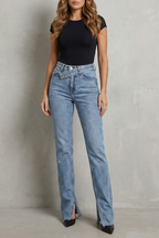 Cross Waist Detail Flare Jeans