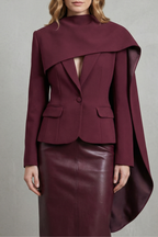 Draped Scarf-lapel Asymmetrical Blazer
