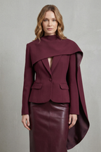 Draped Scarf-lapel Asymmetrical Blazer