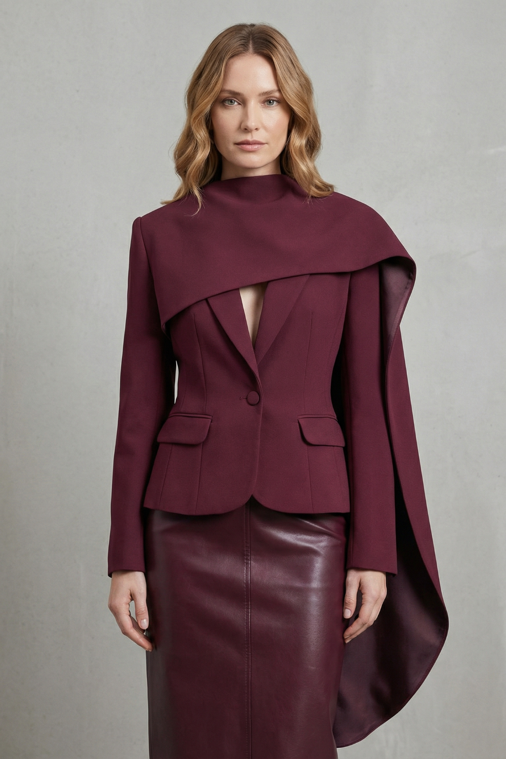 Draped Scarf-lapel Asymmetrical Blazer