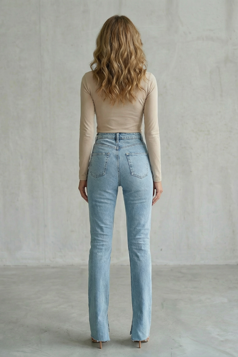 Cross Waist Detail Straight Leg Jeans