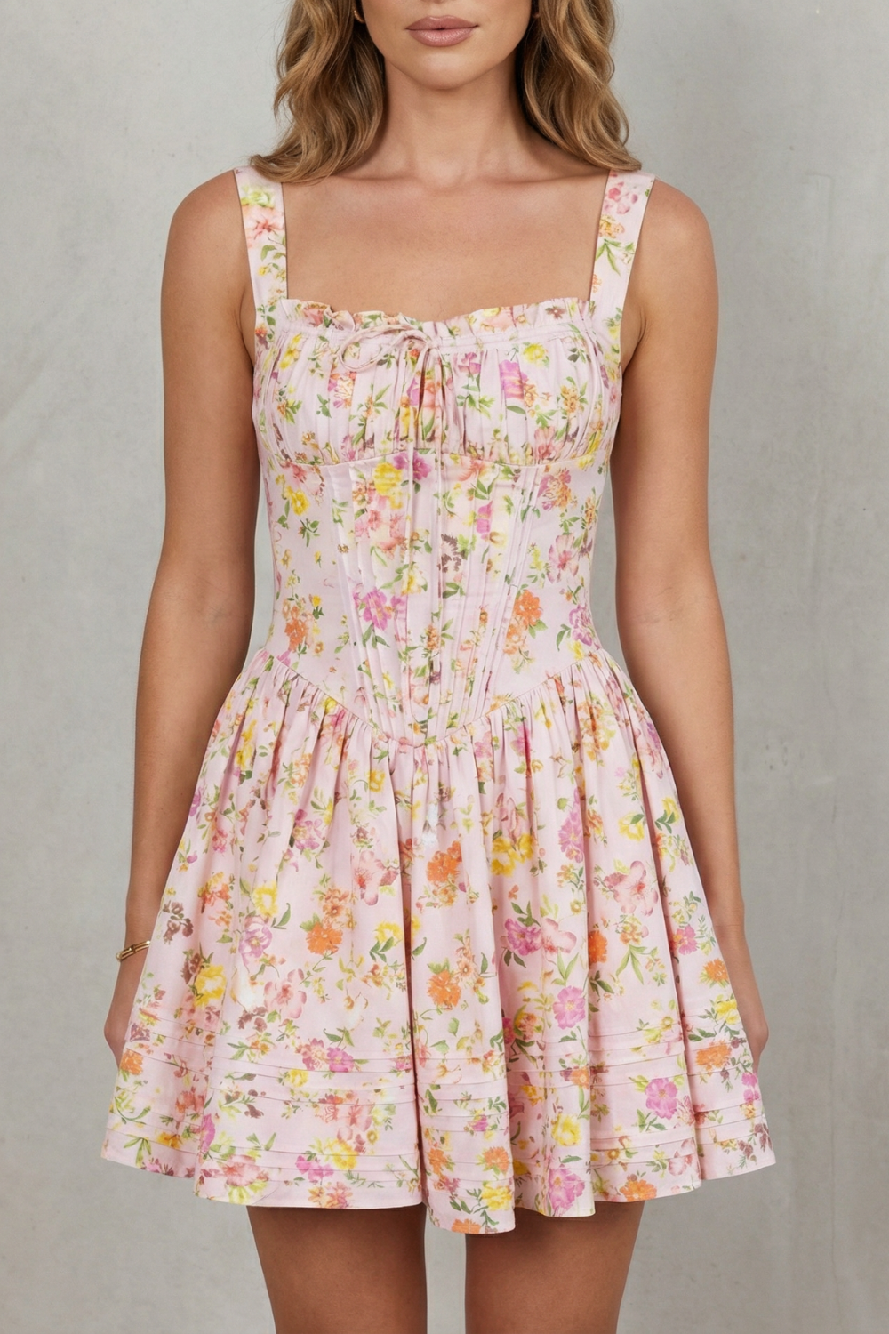 Soft Floral Charm Mini Dress