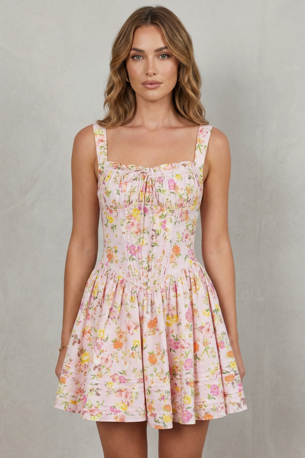 Soft Floral Charm Mini Dress