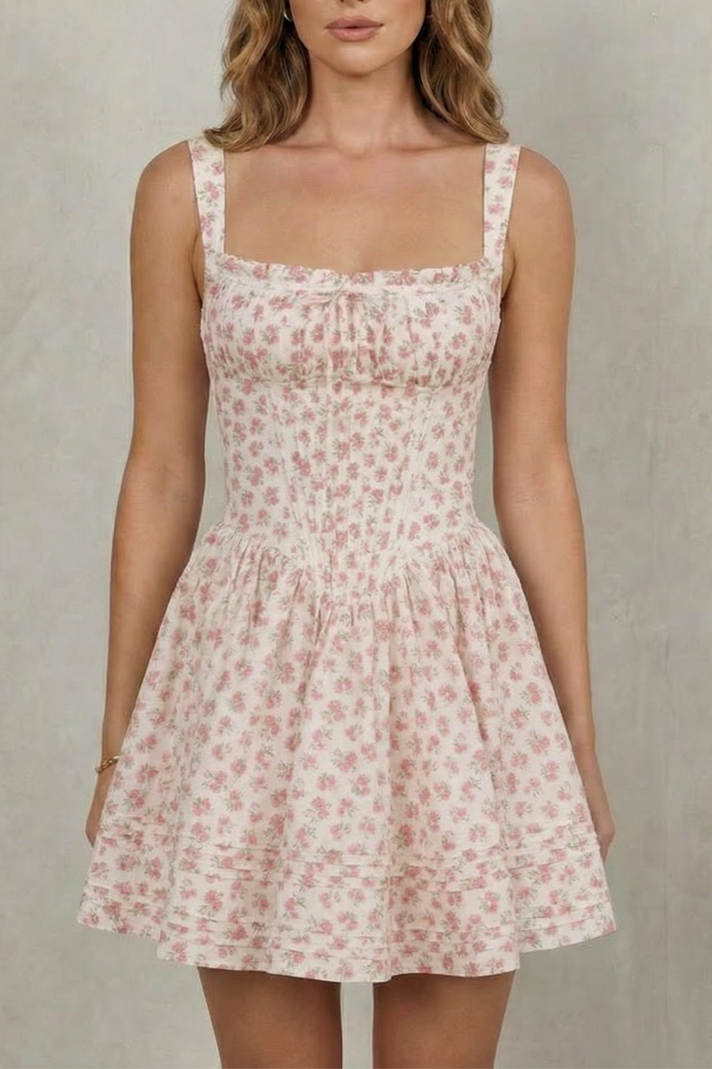 Soft Floral Charm Mini Dress
