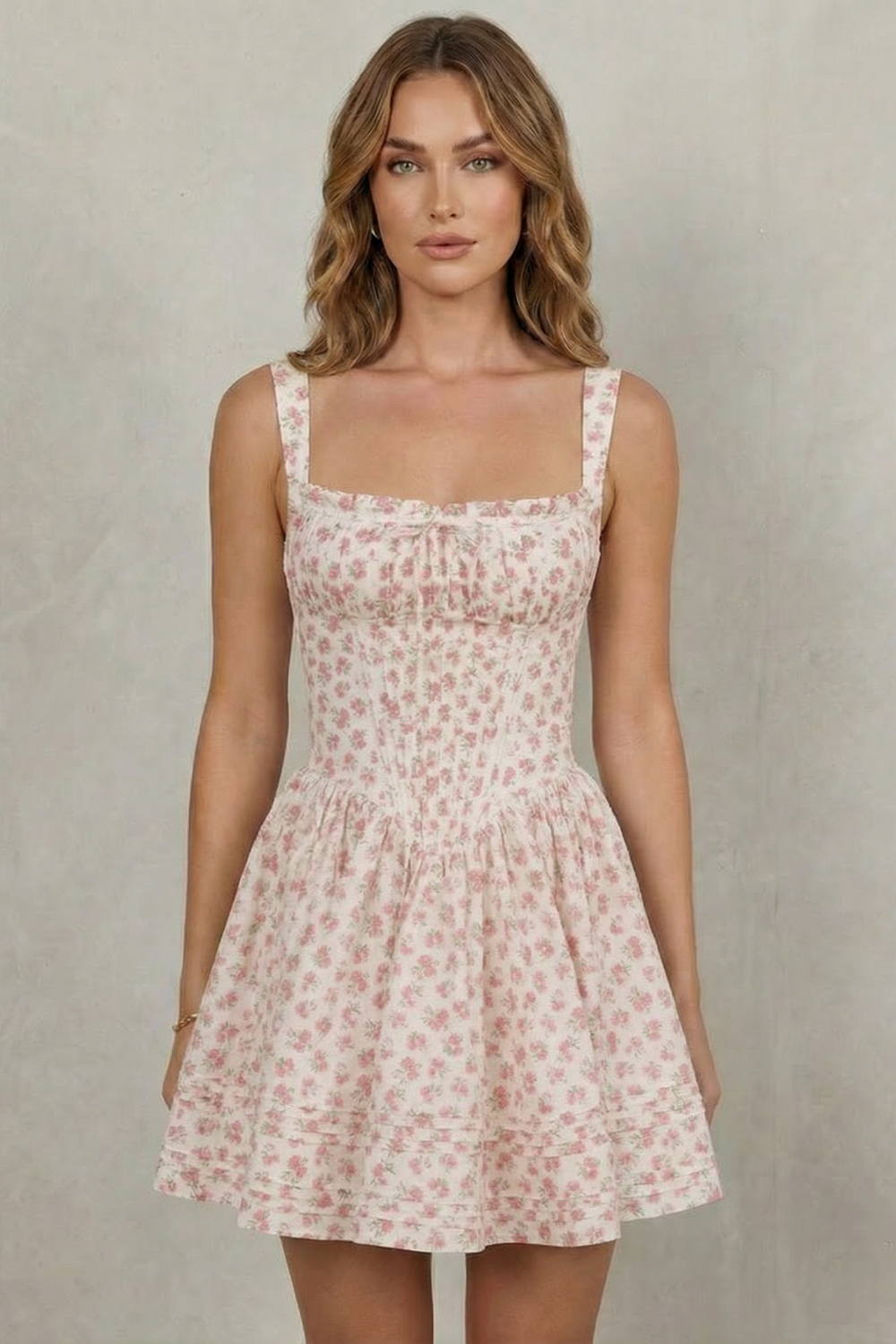 Soft Floral Charm Mini Dress