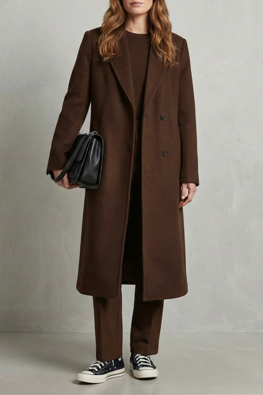 Herringbone Weave Hepburn Wool Overcoat