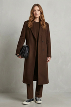 Herringbone Weave Hepburn Wool Overcoat