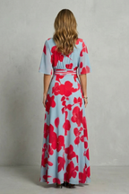 Statement Bloom Contrast V-neck Maxi Dress