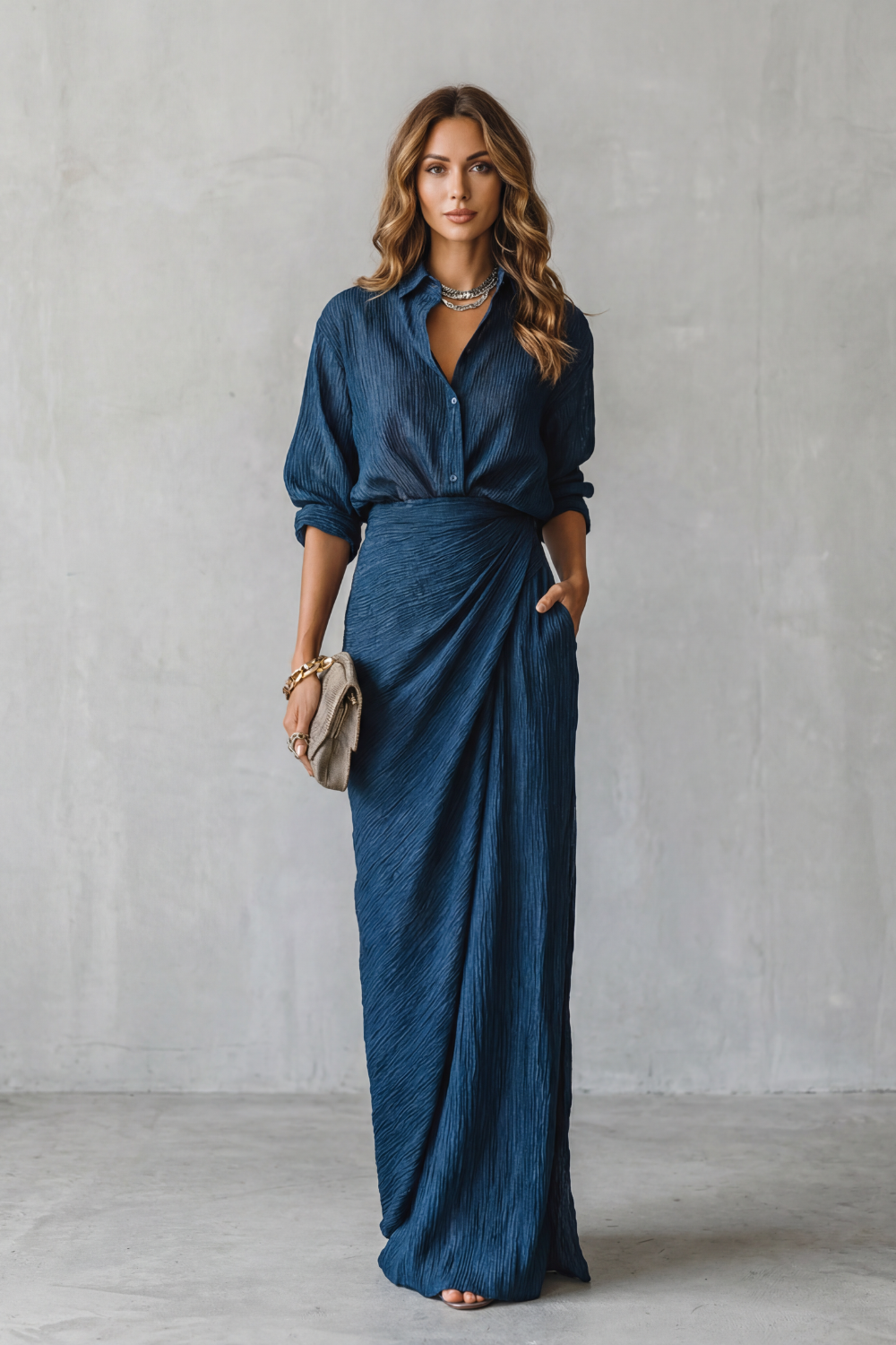 Pleated Texture Elegance Two-piece Set